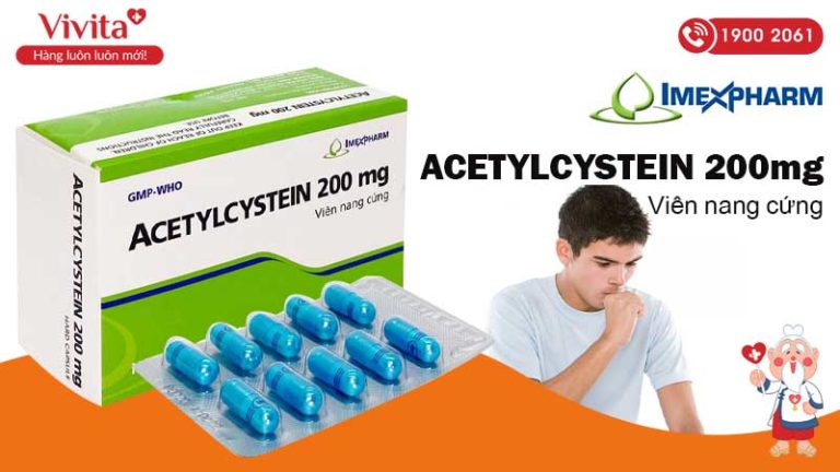 Thuốc ho Acetylcystein 200mg imexpharm Hộp 100 viên Nhà thuốc Vivita