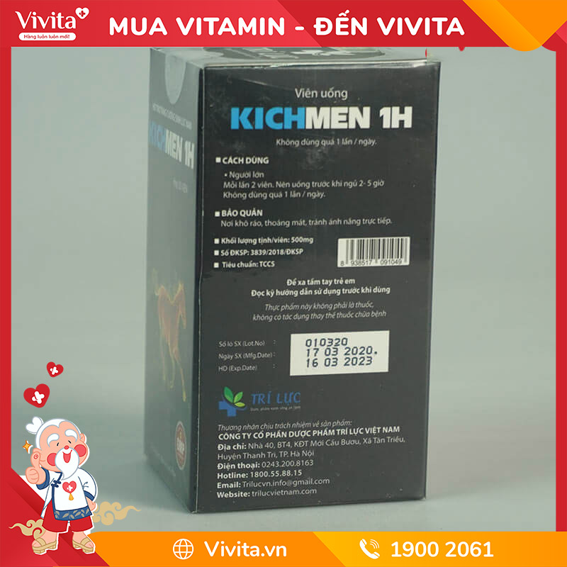 Kichmen 1h |Tăng Cường Sinh Lực Nam | Hộp 30 viên