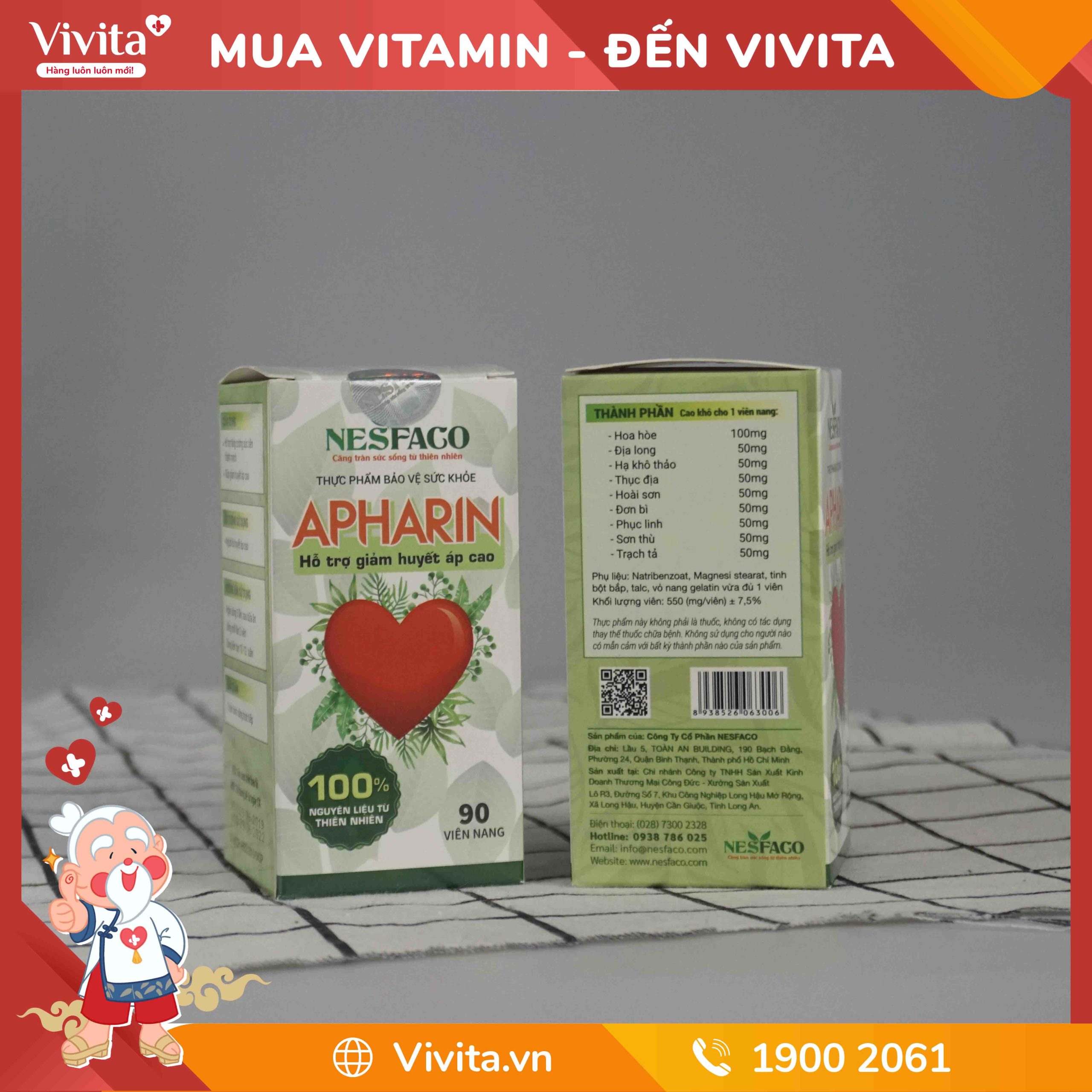 Viên Uống Apharin Hỗ Trợ Ổn Định Huyết Áp | Hộp 90 Viên