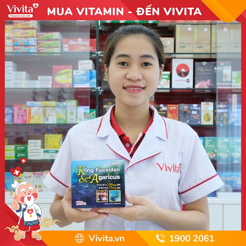 Viên Uống King Fucoidan & Agaricus Hỗ Trợ Điều Trị Ung Thư Hộp 120 Viên