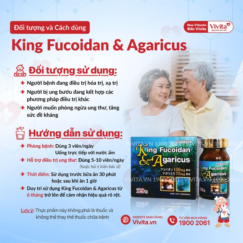 Cách dùng Công Dụng King Fucoidan & Agaricus giá bao nhiêu