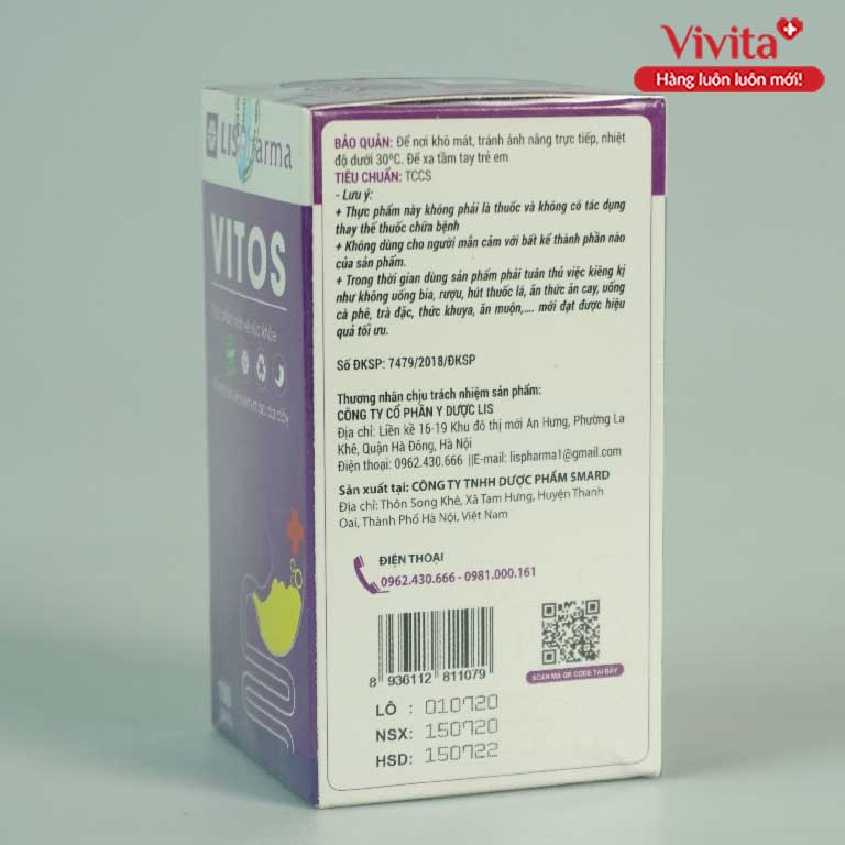 Viên Uống Vitos | Hỗ Trợ Điều Trị Viêm Dạ Dày | Hộp 100G