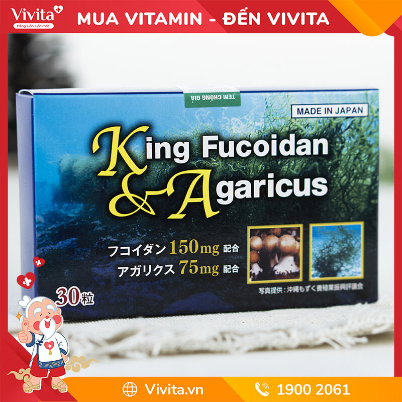 Viên Uống King Fucoidan & Agaricus Hỗ Trợ Điều Trị Ung Thư Hộp 120 Viên
