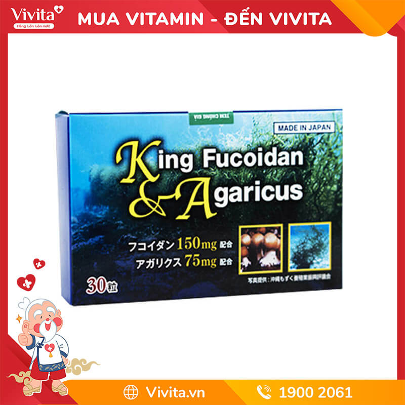 Viên Uống King Fucoidan & Agaricus | Hỗ Trợ Điều Trị U Bướu | Hộp 30 Viên