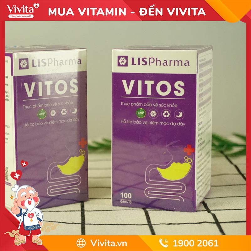 Viên Uống Vitos Hỗ Trợ Cải Thiện Trào Ngược, Viêm Loét Dạ Dày | Hộp 100g