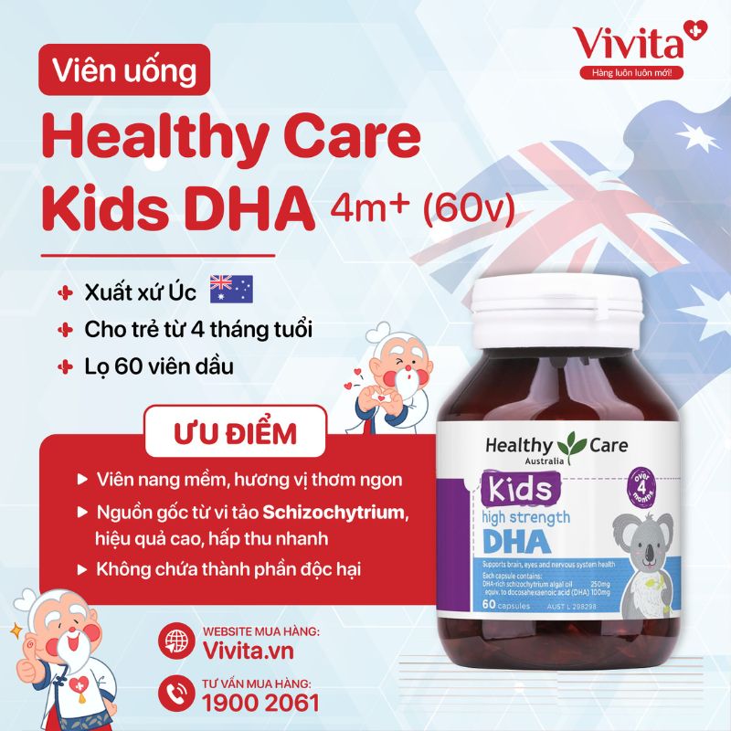 Viên bổ sung DHA cho bé Healthy Care Kid’s High DHA 60 viên