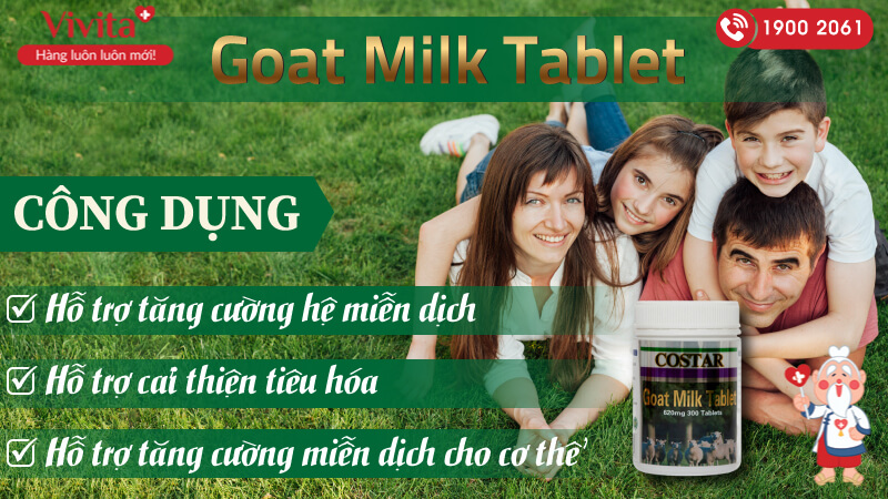 công dụng goat milk tablet 620mg