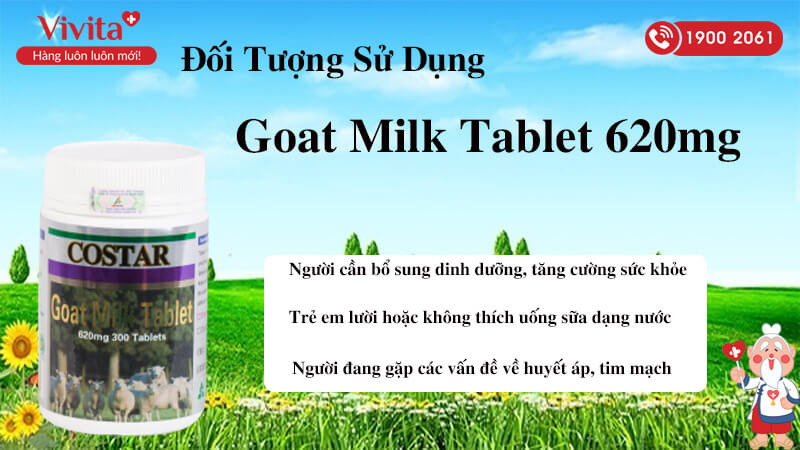 đối tượng sử dụng goat milk tablet 620mg