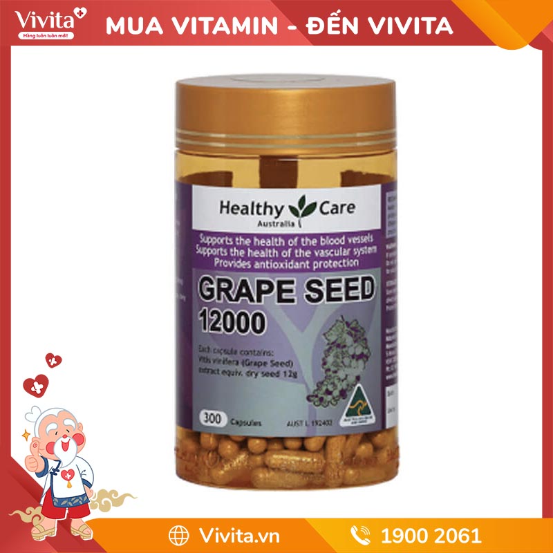 Viên Uống Grape Seed 12000 mg | Tăng Cường Miễn Dịch | Hộp 300 Viên