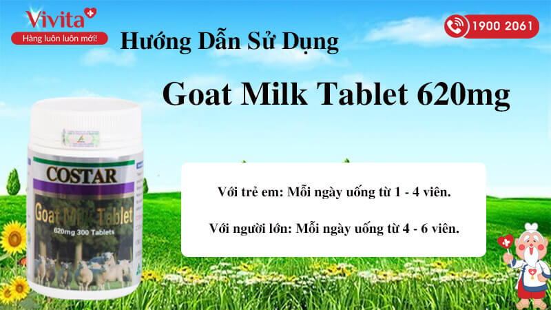 hướng dẫn sử dụng goat milk tablet 620mg