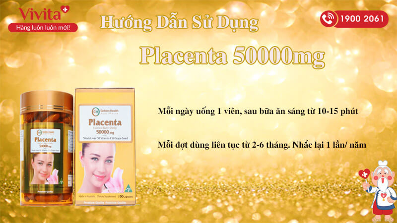 hướng dẫn sử dụng golden health placenta 50000mg
