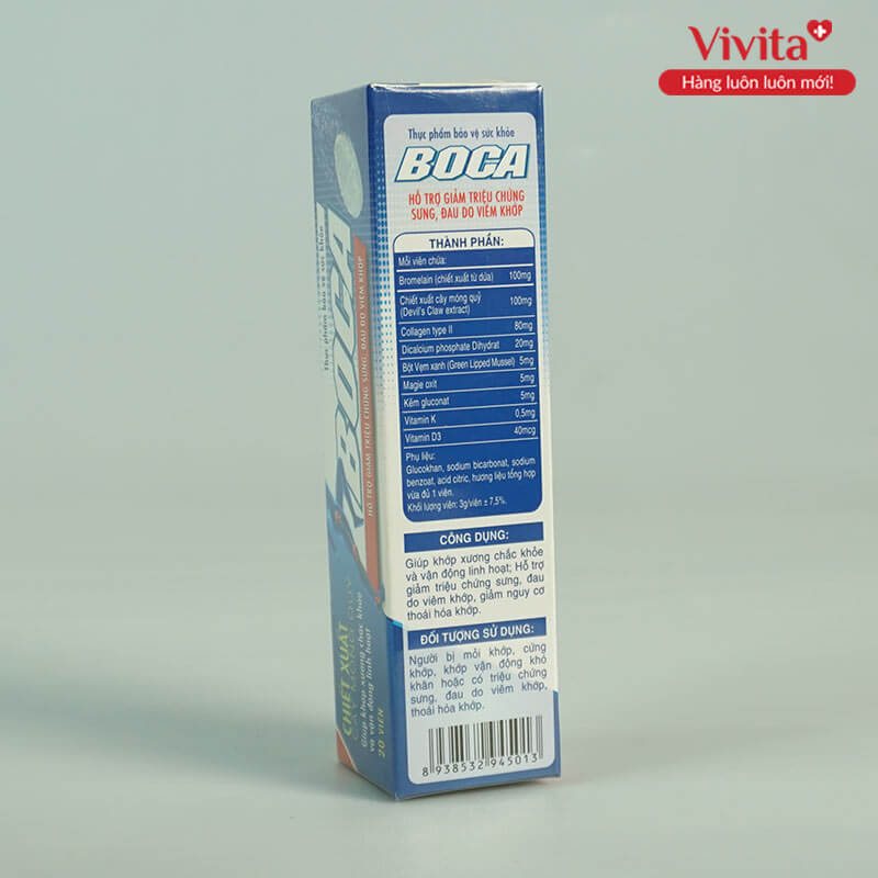 Viên sủi Boca Hỗ trợ vấn đề xương khớp | Hộp 20 viên