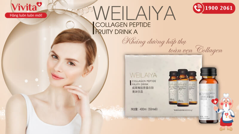Collagen Weilaiya Collagen Peptide Fruity Drink Đẹp Da (Hộp 8 Chai)