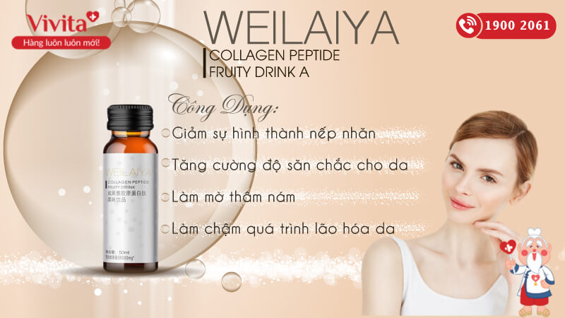 Collagen Weilaiya Collagen Peptide Fruity Drink Đẹp Da (Hộp 8 Chai)