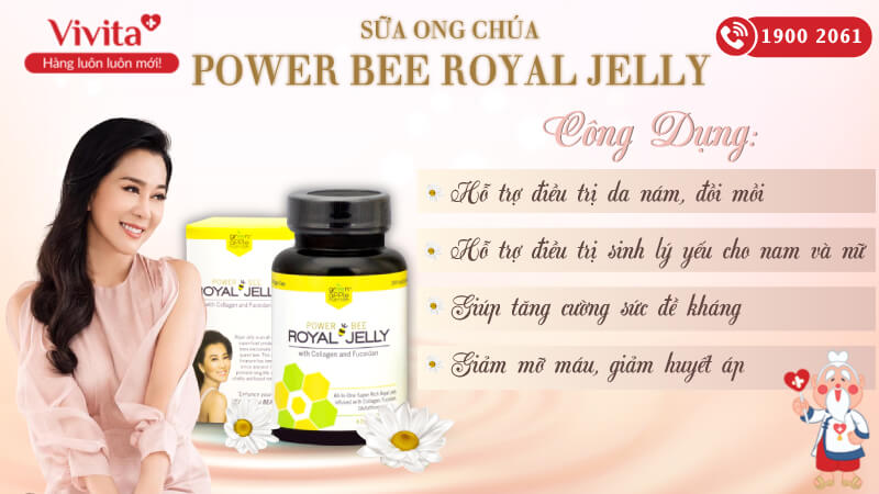 Viên Uống Power Bee Royal Jelly | Chống Lão Hóa, Làm Đẹp Da | Hộp 60 Viên
