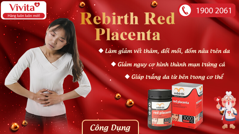 Viên uống Rebirth Red Placenta 300mg | Giúp Trẻ Hóa Da | Hộp 100 Viên