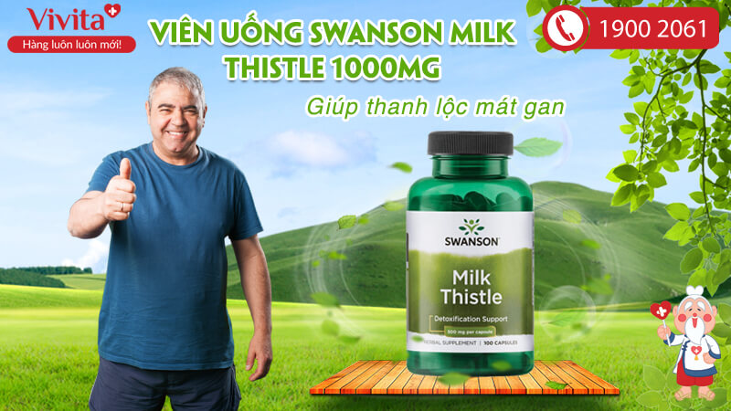 Viên uống Swanson Milk Thistle | Giải Độc Gan, Tăng Cường Chức Năng Gan | Hộp 100 Viên