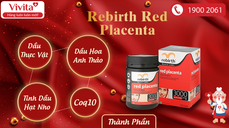 viên uống rebirth red placenta 3000mg