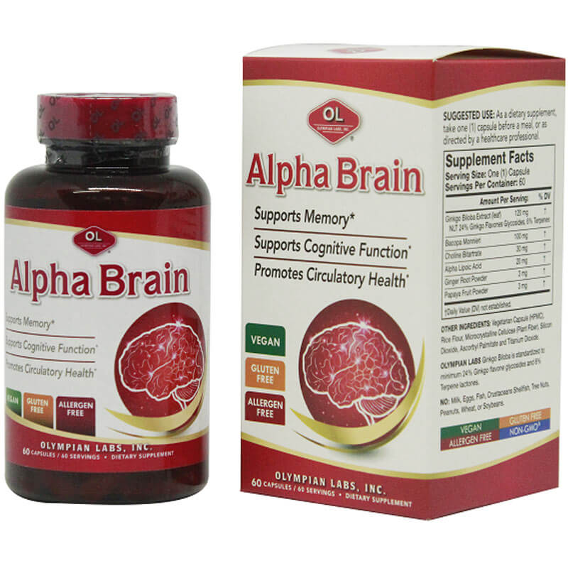 Viên Uống Alpha Brain Hỗ Trợ Tuần Hoàn Não Ngừa Alzheimer (Hộp 60 Viên)