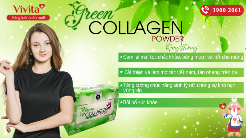 Bột Green Collagen Powder | Giúp Thanh Lọc Và Làm Đẹp Da | Hộp 30 Gói