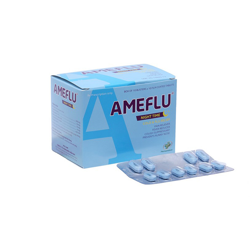 Thuốc trị cảm cúm Ameflu Night Time | Hộp 100 viên