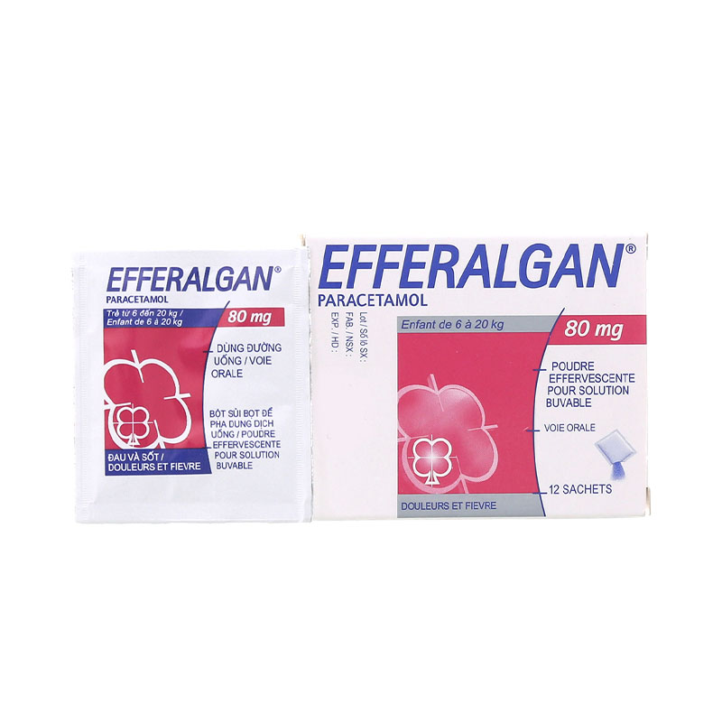 Thuốc giảm đau, hạ sốt cho trẻ em Efferalgan 80mg | Hộp 12 gói