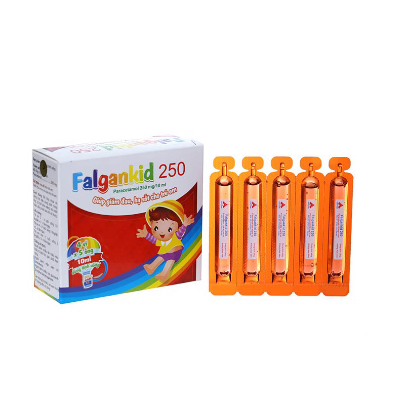Dung dịch uống giảm đau, hạ sốt cho trẻ em Falgankid 250 | hộp 20 ống