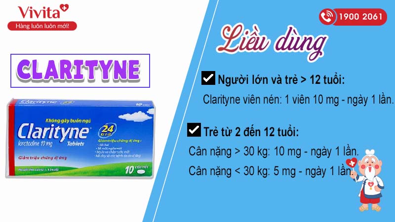 Liều dùng thuốc chống dị ứng Clarityne 10mg