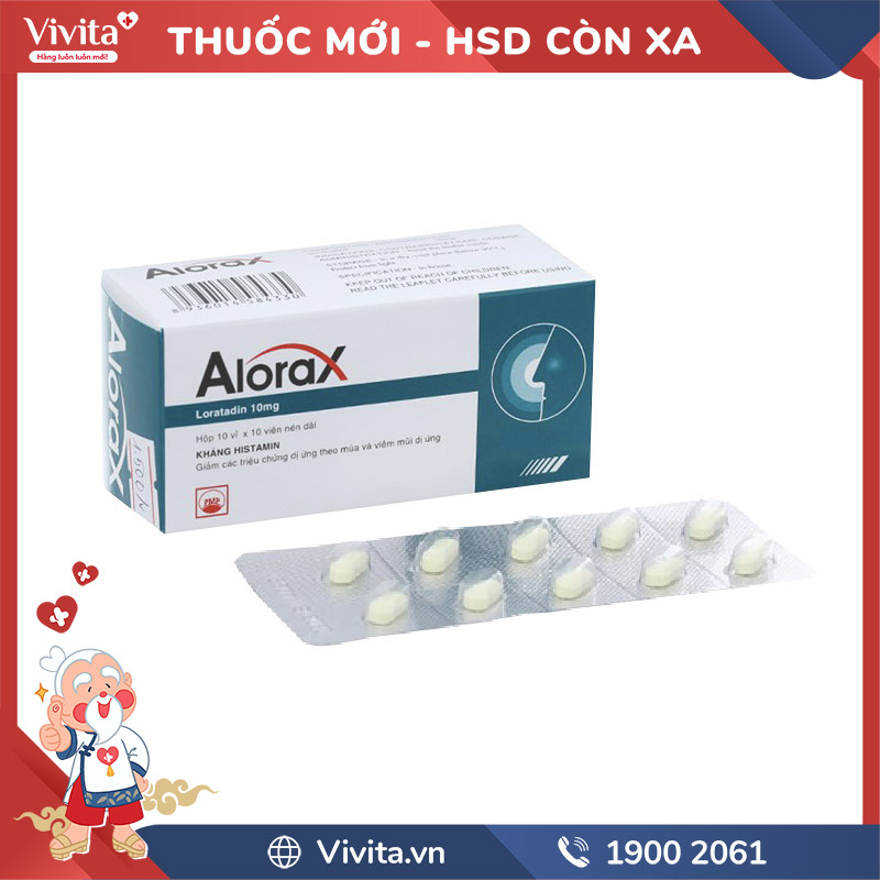 Thuốc chống dị ứng Alorax 10mg | Hộp 100 viên
