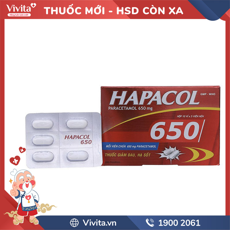 Thuốc giảm đau, hạ sốt Hapacol 650mg | Hộp 50 viên