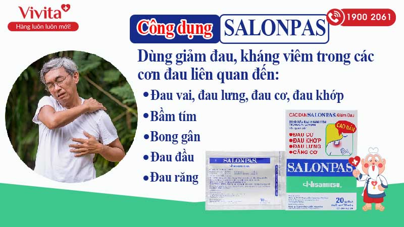 Công dụng cao dán giảm đau Salonpas
