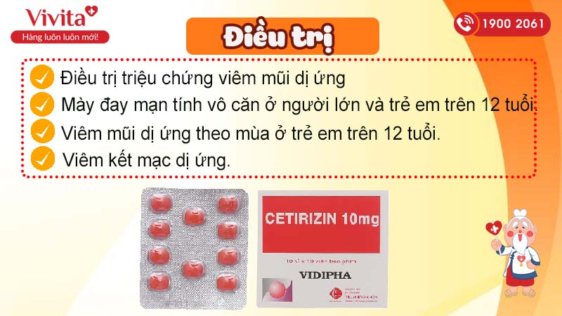 Công dụng thuốc chống dị ứng Cetirizin 10mg