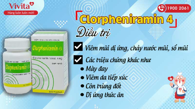 Công dụng thuốc chống dị ứng Clorpheniramin 4