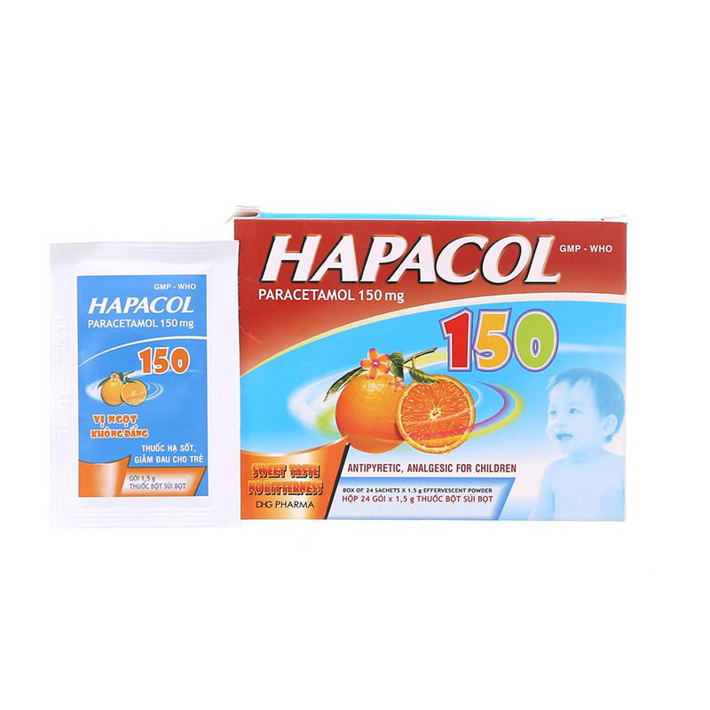 Thuốc giảm đau, hạ sốt cho trẻ em Hapacol 150mg | Hộp 24 gói