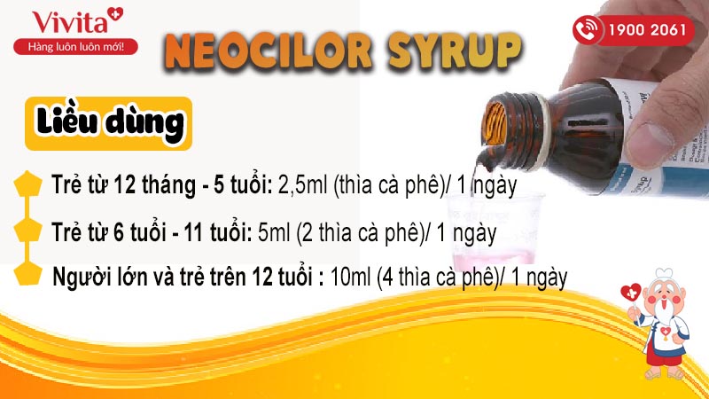 Liều dùng siro chống dị ứng Neocilor