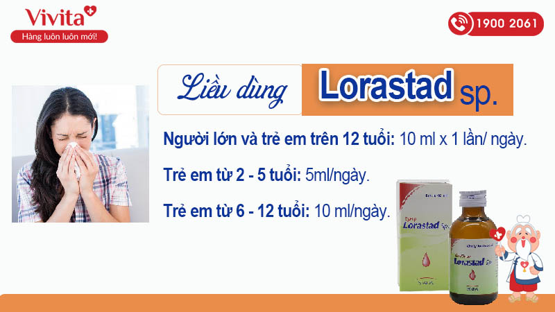 Liều dùng siro trị viêm mũi dị ứng Lorastad Sp. 