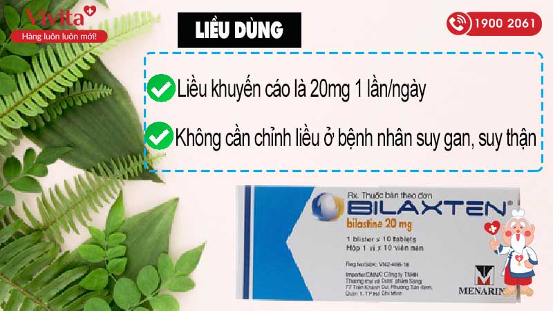 Liều dùng thuốc chống dị ứng Bilaxten 20mg