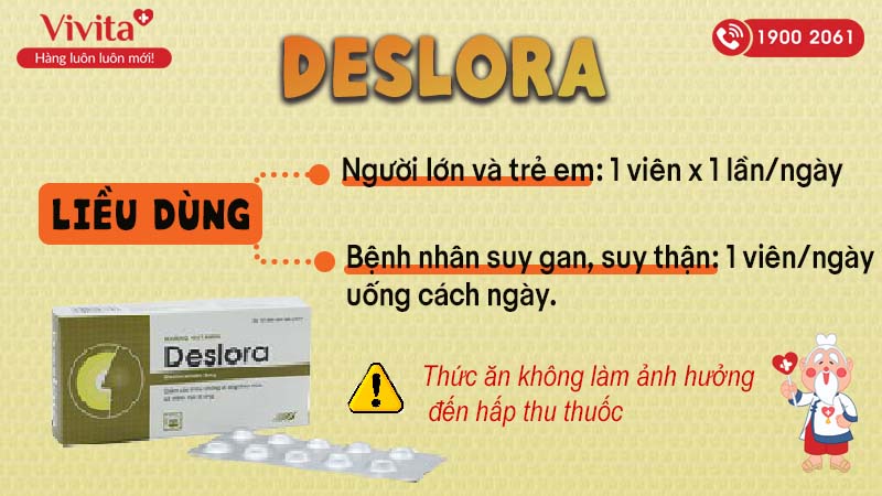 Liều dùng thuốc chống dị ứng Deslora 5mg