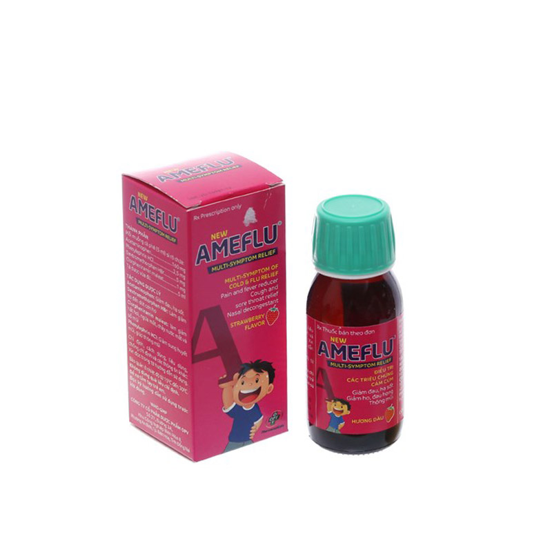 Siro trị cảm cúm cho trẻ em Ameflu hương dâu | Chai 60ml