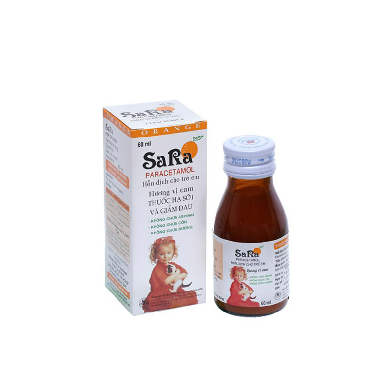 Siro giảm đau, hạ sốt cho trẻ em hương cam Sara | Chai 60ml