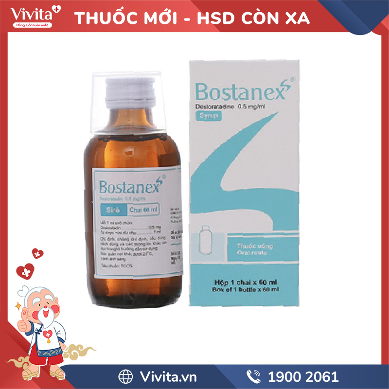 Siro trị viêm mũi dị ứng Bostanex | Chai 60ml