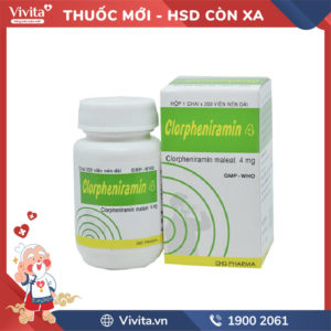 Thuốc chống dị ứng Clorpheniramin 4 Chai 200 viên