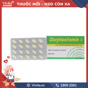 Thuốc chống dị ứng Clorpheniramin 4 Hộp 200 viên
