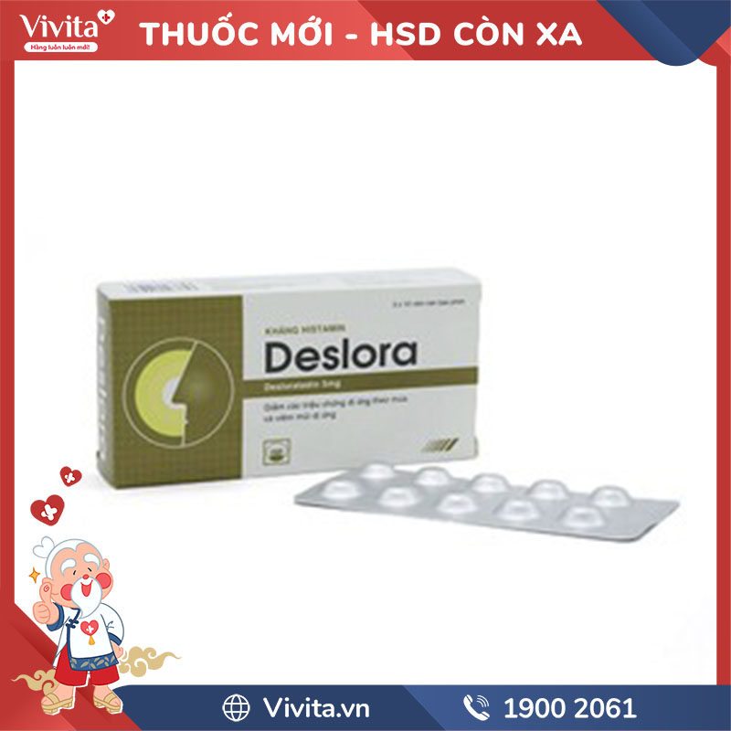 Thuốc chống dị ứng Deslora 5mg | Hộp 30 viên
