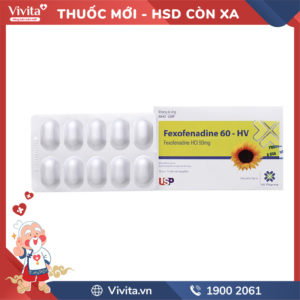 Thuốc chống dị ứng Fexofenadine 60-HV Hộp 100 viên