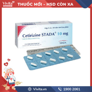 Thuốc chống dị ứng Cetirizine 10mg Stada Hộp 50 viên