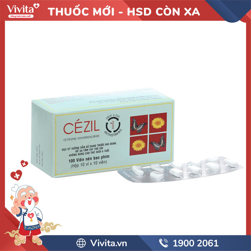 Thuốc chống dị ứng Cezil 10mg | Hộp 100 viên