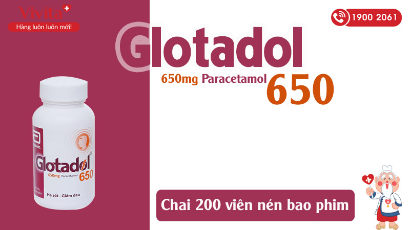 Thuốc giảm đau, hạ sốt Glotadol 650mg 
