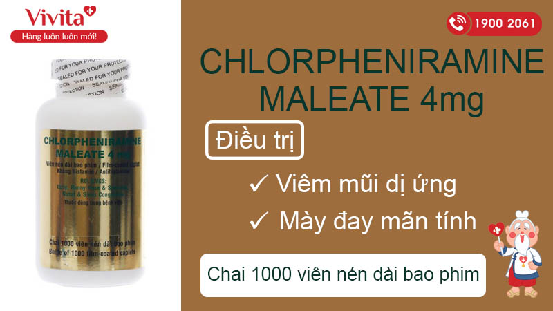 Công dụng Chlorpheniramin maleat 4mg