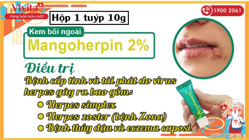 Công dụng kem bôi Mangoherpin 2% tuýp 10g